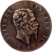 Italy 5 Lira Vittorio Emanuele II Turin 1865 T BN KM# 8.1 VITTORIO EMANUELE II FERRARIS 1865 coin obverse Italy 5 Lira Vittorio Emanuele II Turin 1865 T BN KM# 8.1 VITTORIO EMANUELE II FERRARIS 1865 coin obverse