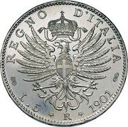 Italy 5 Lira Vittorio Emanuele III. Aquila Sabauda 1901 R KM# 34 REGNO D'ITALIA L.5 R 1901 coin reverse Italy 5 Lira Vittorio Emanuele III. Aquila Sabauda 1901 R KM# 34 REGNO D'ITALIA L.5 R 1901 coin reverse