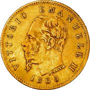 Italy 5 Lira Vittorio Emanuele II 1865 T BN KM# 17 VITTORIO EMANUELE II RE D'ITALIA FERRARIS 1863 coin obverse Italy 5 Lira Vittorio Emanuele II 1865 T BN KM# 17 VITTORIO EMANUELE II RE D'ITALIA FERRARIS 1863 coin obverse