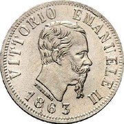 Italy 50 Centesimi Vittorio Emanuele II 1863 N BN KM# 14.2 VITTORIO EMANUELE II FERRARIS 1863 coin obverse Italy 50 Centesimi Vittorio Emanuele II 1863 N BN KM# 14.2 VITTORIO EMANUELE II FERRARIS 1863 coin obverse