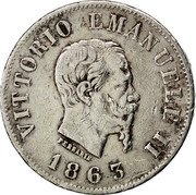 Italy 50 Centesimi Vittorio Emanuele II 1863 T BN KM# 4a.2 VITTORIO EMANUELE II FERRARIS 1863 coin obverse Italy 50 Centesimi Vittorio Emanuele II 1863 T BN KM# 4a.2 VITTORIO EMANUELE II FERRARIS 1863 coin obverse