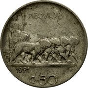 Italy 50 Centesimi Vittorio Emanuele III. Lions 1921 R KM# 61.1 AEQVITAS G R M A M INC 1925 R C 50 coin reverse Italy 50 Centesimi Vittorio Emanuele III. Lions 1921 R KM# 61.1 AEQVITAS G R M A M INC 1925 R C 50 coin reverse