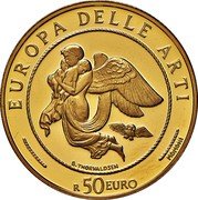 Italy 50 Euro Denmark 2004 R Proof KM# 244 EUROPA DELLE ARTI R 50 EURO MOMONI B. THORVALDSEN coin reverse Italy 50 Euro Denmark 2004 R Proof KM# 244 EUROPA DELLE ARTI R 50 EURO MOMONI B. THORVALDSEN coin reverse