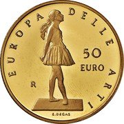 Italy 50 Euro France. Edgar Degas 2005 R Proof KM# 273 EUROPA DELLE ARTI 50 EURO R E. DEGAS coin reverse Italy 50 Euro France. Edgar Degas 2005 R Proof KM# 273 EUROPA DELLE ARTI 50 EURO R E. DEGAS coin reverse