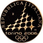 Italy 50 Euro XX Winter Olympics Games 2006 Turin 2006 R Proof KM# 274 REPUBBLICA ITALIANA TORINO 2006 R M coin obverse Italy 50 Euro XX Winter Olympics Games 2006 Turin 2006 R Proof KM# 274 REPUBBLICA ITALIANA TORINO 2006 R M coin obverse