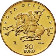 Italy 50 Euro Art in Europe. Equastrianism, Greece 2006 R Proof KM# 289 EUROPA DELLA ARTI R FIDIA 50 EURO coin reverse Italy 50 Euro Art in Europe. Equastrianism, Greece 2006 R Proof KM# 289 EUROPA DELLA ARTI R FIDIA 50 EURO coin reverse