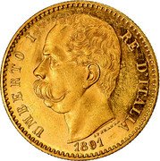 Italy 50 Lira Umberto I 1891 R KM# 25 UMBERTO I RE D'ITALIA SPERANZA 1884 coin obverse Italy 50 Lira Umberto I 1891 R KM# 25 UMBERTO I RE D'ITALIA SPERANZA 1884 coin obverse