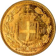Italy 50 Lira Umberto I 1891 R KM# 25 L. 50 R coin reverse Italy 50 Lira Umberto I 1891 R KM# 25 L. 50 R coin reverse