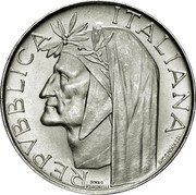 Italy 500 Lira Dante Alighieri 1965 R KM# 100 REPVBBLICA ITALIANA SCULT G VERGINELLI INC G MONASSI coin obverse Italy 500 Lira Dante Alighieri 1965 R KM# 100 REPVBBLICA ITALIANA SCULT G VERGINELLI INC G MONASSI coin obverse
