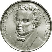 Italy 500 Lira Giacomo Leopardi 1987 R KM# 132 REPUBBLICA ITALIANA SOCCORSI coin obverse