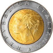 Italy 500 Lira Piazza del Quirinale 1989 R KM# 111 REPVBBLICA ITALIANA CRETARA coin obverse Italy 500 Lira Piazza del Quirinale 1989 R KM# 111 REPVBBLICA ITALIANA CRETARA coin obverse