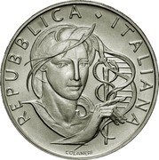 Italy 500 Lira Fight against Cancer 1989 R KM# 131 REPUBBLICA ITALIANA COLANERI coin obverse