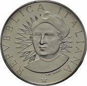 Italy 500 Lira Colombo - The maps 1991 R KM# 148 REPVBBLICA ITALIANA L.DE SIMONI coin obverse