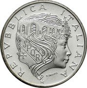 Italy 500 Lira 2100th Anniversary - Ponte Milvio 1991 R KM# 147 REPVBBLICA ITALIANA E. DRIUTTI S.P.Q.R. coin obverse