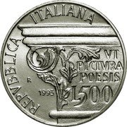 Italy 500 Lira Horatius 1993 R KM# 156 HORA TIUS SOCCORSI coin obverse Italy 500 Lira Horatius 1993 R KM# 156 HORA TIUS SOCCORSI coin obverse