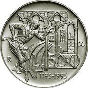 Italy 500 Lira 200th Anniversary of the Death of Carlo Goldoni 1993 R KM# 163 L.500 R 1793-1993 coin reverse Italy 500 Lira 200th Anniversary of the Death of Carlo Goldoni 1993 R KM# 163 L.500 R 1793-1993 coin reverse