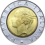 Italy 500 Lira 500th Anniversary of the Birth of Luca Pacioli 1994 R KM# 167 REPVBBLICA ITALIANA CRETARA coin obverse Italy 500 Lira 500th Anniversary of the Birth of Luca Pacioli 1994 R KM# 167 REPVBBLICA ITALIANA CRETARA coin obverse