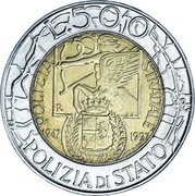 Italy 500 Lira 50th Anniversary of the Traffic Police 1997 R KM# 187 L. 500 POLIZIA STRADALE 50 1947-1997 POLIZIA DI STATO R SUB LEGE LIBERTAS coin reverse Italy 500 Lira 50th Anniversary of the Traffic Police 1997 R KM# 187 L. 500 POLIZIA STRADALE 50 1947-1997 POLIZIA DI STATO R SUB LEGE LIBERTAS coin reverse