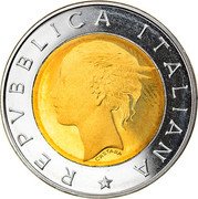 Italy 500 Lira Bank of Italy Centennial 1993 R Proof KM# 160 REPVBBLICA ITALIANA CRETARA coin obverse Italy 500 Lira Bank of Italy Centennial 1993 R Proof KM# 160 REPVBBLICA ITALIANA CRETARA coin obverse
