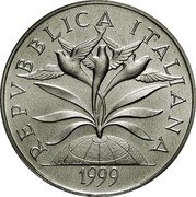 Italy 5000 Lira The Solidarity and the Earth 1999 R KM# 197 REPVBBLICA ITALIANA L. CRETARA 1999 coin obverse Italy 5000 Lira The Solidarity and the Earth 1999 R KM# 197 REPVBBLICA ITALIANA L. CRETARA 1999 coin obverse