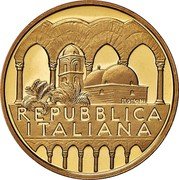 Italy 50000 Lira 850th Anniversary of the Construction of the Church of San Giovanni degli Eremiti in Palermo 1998 R Proof KM# 228 REPUBBLICA ITALIANA MOMONI coin obverse Italy 50000 Lira 850th Anniversary of the Construction of the Church of San Giovanni degli Eremiti in Palermo 1998 R Proof KM# 228 REPUBBLICA ITALIANA MOMONI coin obverse