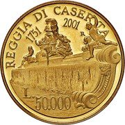 Italy 50000 Lira 250th Anniversary of the Reggia di Caserta 2001 R Proof KM# 234 REGGIA DI CASERTA 1751 2001 L. 50.000 R coin reverse Italy 50000 Lira 250th Anniversary of the Reggia di Caserta 2001 R Proof KM# 234 REGGIA DI CASERTA 1751 2001 L. 50.000 R coin reverse