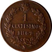 Italy Centesimo Vittorio Emanuele II 1862 N KM# 1.2 1 CENTESIMO 1862 N coin reverse Italy Centesimo Vittorio Emanuele II 1862 N KM# 1.2 1 CENTESIMO 1862 N coin reverse