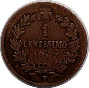 Italy Centesimo Vittorio Emanuele II 1867 T KM# 1.3 1 CENTESIMO 1867 T coin reverse