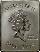 Niue Half Dollar John Paul II Blessing 2008  Proof ELIZABETH II RDM HALF DOLLAR NIUE 2008 coin obverse Niue Half Dollar John Paul II Blessing 2008  Proof ELIZABETH II RDM HALF DOLLAR NIUE 2008 coin obverse