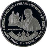 Niue Half Dollar Pope John Paul II in Norway, Iceland, Finland, Denmark, Sweden 2007 COPENHAGEN NORWAY ICELAND FINLAND DENMARK SWEDEN 01.06./10.06. (42) 1989 JOHN PAUL II - PAPAL VISITS coin reverse Niue Half Dollar Pope John Paul II in Norway, Iceland, Finland, Denmark, Sweden 2007 COPENHAGEN NORWAY ICELAND FINLAND DENMARK SWEDEN 01.06./10.06. (42) 1989 JOHN PAUL II - PAPAL VISITS coin reverse