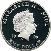 Niue Half Dollar (Pope John Paul II in Slovenia) ELIZABETH II - NIUE 20 08 IRB HALF DOLLAR coin obverse Niue Half Dollar (Pope John Paul II in Slovenia) ELIZABETH II - NIUE 20 08 IRB HALF DOLLAR coin obverse