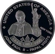 Niue Half Dollar (Pope John Paul II in United States of America) UNITED STATES OF AMERICA NEW YORK 4.10./9.10. (68) 1995 JOHN PAUL II - PAPAL VISITS coin reverse Niue Half Dollar (Pope John Paul II in United States of America) UNITED STATES OF AMERICA NEW YORK 4.10./9.10. (68) 1995 JOHN PAUL II - PAPAL VISITS coin reverse