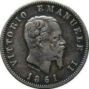 Italy Lira Vittorio Emanuele II 1861 F KM# A5 VITTORIO EMANUELE II FERRARIS 1861 coin obverse
