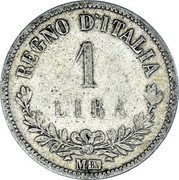 Italy Lira Vittorio Emanuele II 1863 M BN KM# 15.1 REGNO D'ITALIA 1 LIRA M BN coin reverse Italy Lira Vittorio Emanuele II 1863 M BN KM# 15.1 REGNO D'ITALIA 1 LIRA M BN coin reverse
