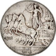 Italy Lira Vittorio Emanuele III. Quadriga Briosa 1913 R KM# 45 1910 FERT D CALANDRA M R L.1 L GIORGI INC coin reverse Italy Lira Vittorio Emanuele III. Quadriga Briosa 1913 R KM# 45 1910 FERT D CALANDRA M R L.1 L GIORGI INC coin reverse
