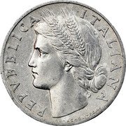 Italy 1 Lira Orange 1950 R KM# 87 REPVBBLICA | ITALIANA ROMAGNOLI P.G.INC. coin obverse Italy 1 Lira Orange 1950 R KM# 87 REPVBBLICA | ITALIANA ROMAGNOLI P.G.INC. coin obverse