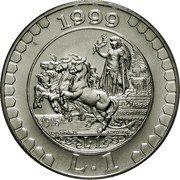 Italy Lira Coin of 1915 1999 R KM# 205 1999 L.1 1915 D. CALANDRA M. A. MOTTI INC. R L. 1 coin reverse Italy Lira Coin of 1915 1999 R KM# 205 1999 L.1 1915 D. CALANDRA M. A. MOTTI INC. R L. 1 coin reverse