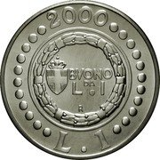 Italy Lira Coin of 1922 2000 R KM# 206 2000 L.1 BVONO DA L.1 R coin reverse Italy Lira Coin of 1922 2000 R KM# 206 2000 L.1 BVONO DA L.1 R coin reverse
