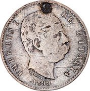 Italy Lira Umberto I 1899 R KM# 24.1 UMBERTO I RE D'ITALIA SPERANZA 1886 coin obverse Italy Lira Umberto I 1899 R KM# 24.1 UMBERTO I RE D'ITALIA SPERANZA 1886 coin obverse
