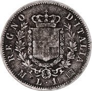 Italy Lira Vittorio Emanuele II 1863 M BN KM# 5a.1 REGNO D'ITALIA M L.1 BN coin reverse Italy Lira Vittorio Emanuele II 1863 M BN KM# 5a.1 REGNO D'ITALIA M L.1 BN coin reverse