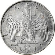 Italy Lira Vittorio Emanuele III magnetic 1942 R Yr XX KM# 77b ITALIA 1943 XXI R L. 1 coin reverse Italy Lira Vittorio Emanuele III magnetic 1942 R Yr XX KM# 77b ITALIA 1943 XXI R L. 1 coin reverse
