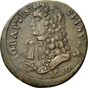 Italy Luigino Giovanni Maria Spinola 1680 KM# 1 IO BAPTIST SPINVLA 1680 coin obverse Italy Luigino Giovanni Maria Spinola 1680 KM# 1 IO BAPTIST SPINVLA 1680 coin obverse