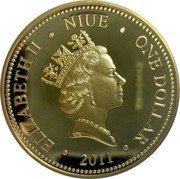 Niue One Dollar (Luke Skywalker) ELIZABETH II NIUE ONE DOLLAR RDM 2011 coin obverse Niue One Dollar (Luke Skywalker) ELIZABETH II NIUE ONE DOLLAR RDM 2011 coin obverse