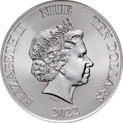 Niue Ten Dollars Roaring Lion 2022  BU. ALL YOUR WORDS ARE TRUE on reverse FIVE TROY OUNCES .9999 FINE SILVER coin reverse Niue Ten Dollars Roaring Lion 2022  BU. ALL YOUR WORDS ARE TRUE on reverse FIVE TROY OUNCES .9999 FINE SILVER coin reverse