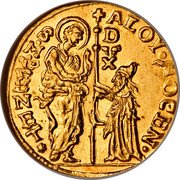 Italy Zecchino Alvise Mocenigo IV ND KM# 671 ALOY MOCEN S M VENET coin obverse Italy Zecchino Alvise Mocenigo IV ND KM# 671 ALOY MOCEN S M VENET coin obverse