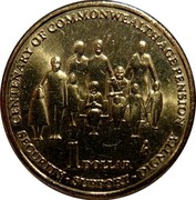 Australia 1 Dollar 100th Anniversary of Pension 2009 KM# 1498 CENTENARY OF COMMONWEALTH AGE PENSION 1 DOLLAR SECURITY-SUPPORT-DIGNITY coin reverse Australia 1 Dollar 100th Anniversary of Pension 2009 KM# 1498 CENTENARY OF COMMONWEALTH AGE PENSION 1 DOLLAR SECURITY-SUPPORT-DIGNITY coin reverse