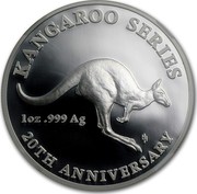 Australia 1 Dollar 20th Anniversary Kangaroo Series 2013 KM# 2023 KANGAROO SERIES 20TH ANNIVERSARY 1 OZ .999 AG HH coin reverse Australia 1 Dollar 20th Anniversary Kangaroo Series 2013 KM# 2023 KANGAROO SERIES 20TH ANNIVERSARY 1 OZ .999 AG HH coin reverse