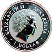 Australia 1 Dollar Australian Kookaburra 2002 P KM# 691.1 ELIZABETH II AUSTRALIA 1 DOLLAR IRB coin obverse Australia 1 Dollar Australian Kookaburra 2002 P KM# 691.1 ELIZABETH II AUSTRALIA 1 DOLLAR IRB coin obverse