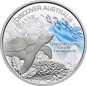 Australia 1 Dollar Discover Australia - Great Barrier Reef 2006 KM# 944 DISCOVER AUSTRALIA GREAT BARRIER REEF 1 OZ 999 SILVER 2008 coin reverse