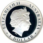 Australia 1 Dollar First Moon Walk 2004 P Proof KM# 734 ELIZABETH II AUSTRALIA IRB 1 DOLLAR coin obverse Australia 1 Dollar First Moon Walk 2004 P Proof KM# 734 ELIZABETH II AUSTRALIA IRB 1 DOLLAR coin obverse